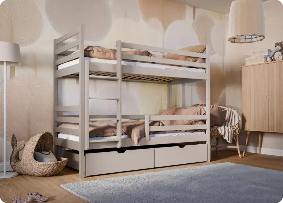 Bunk bed in cashmere color in a children's room